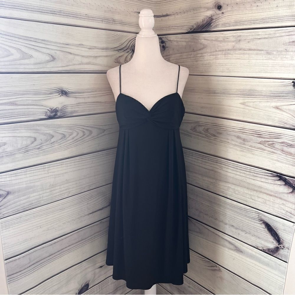 Vintage 90s Nine West Little Black Twist Front Spaghetti Strap Dress
